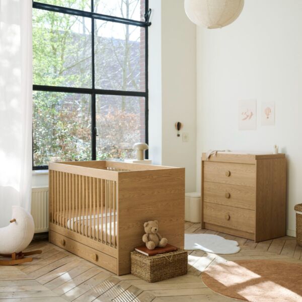 Chambre bébé évolutive «Rétro» 2 éléments | Lit évolutif et commode