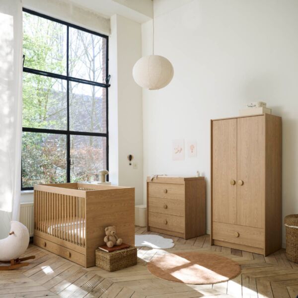 Chambre bébé évolutive «Rétro» 3 éléments | Lit évolutif, commode et armoire
