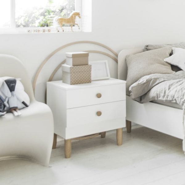 Table de chevet enfant blanc PLUME