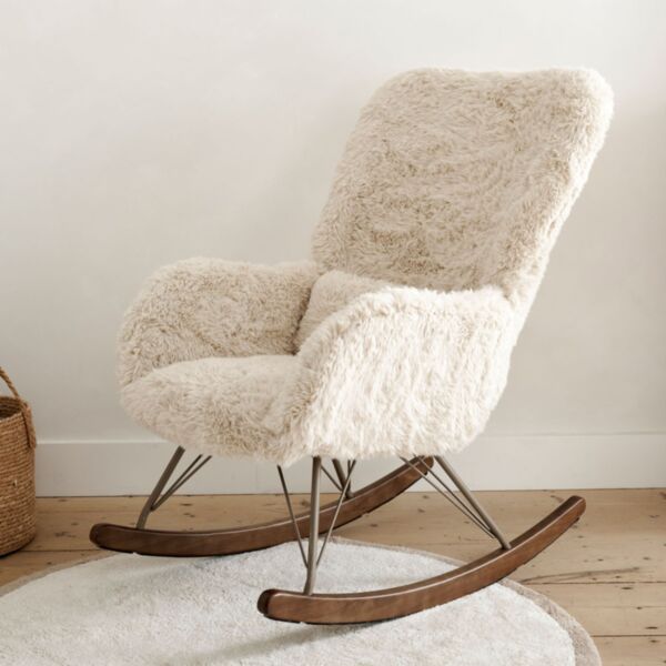 Rocking chair en tissu duveteux «Cocoon» | Sable