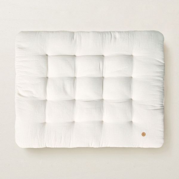 Tapis de jeu enfant "Biscuit" en gaze de coton 85x110cm | blanc