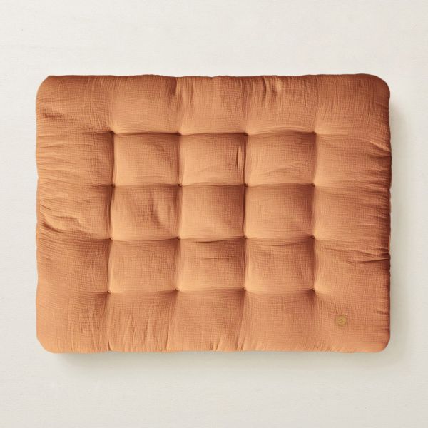 Tapis de jeu bebe 110x85 cm en mousseline et caramel lpar Petite Amélie