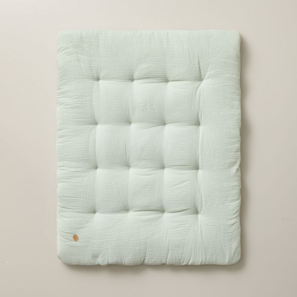Tapis de jeu bebe 110x85 cm en mousseline et vert par Petite Amélie