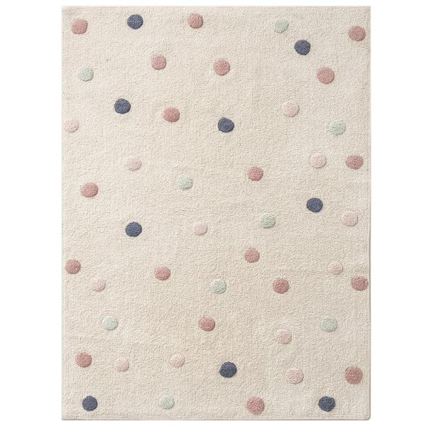 Tapis enfant rectangulaire beige a pois 120x170cm coton par Petite Amélie