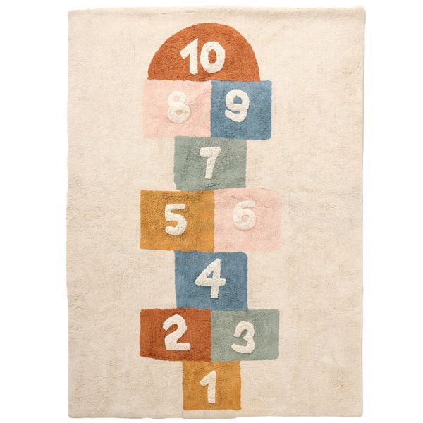 Tapis marelle en beige et multicolore 120x170 en coton par Petite Amélie
