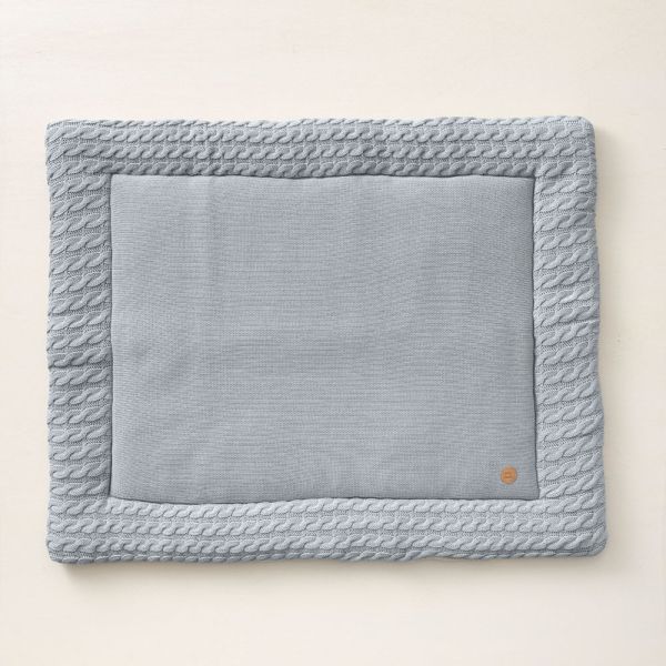 tapis pour parc bebe bleu gris coton Petite Amélie