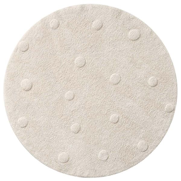 Tapis rond blanc lavable 110x110cm coton par Petite Amélie