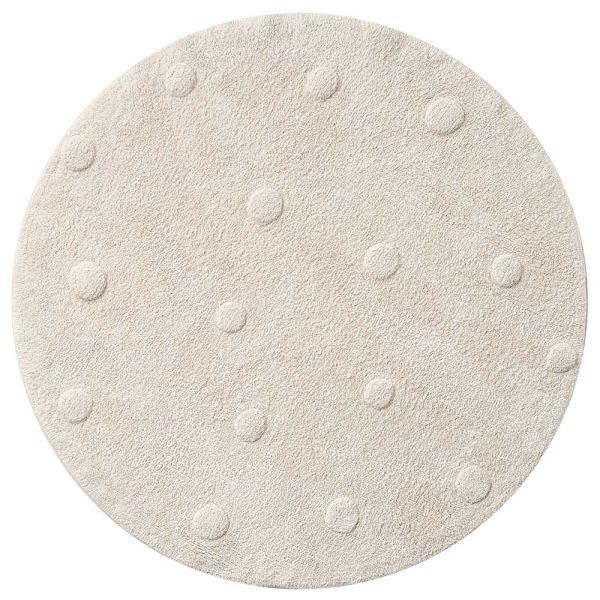 TAPIS CHAMBRE ENFANT LAVABLE ROND Ø110 CM | NATUREL À POIS