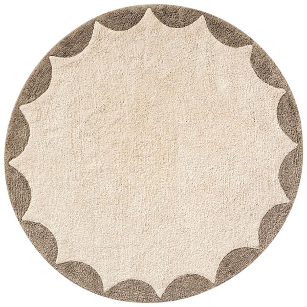 tapis rond enfant lavable beige feston 120cm Petite Amélie 2