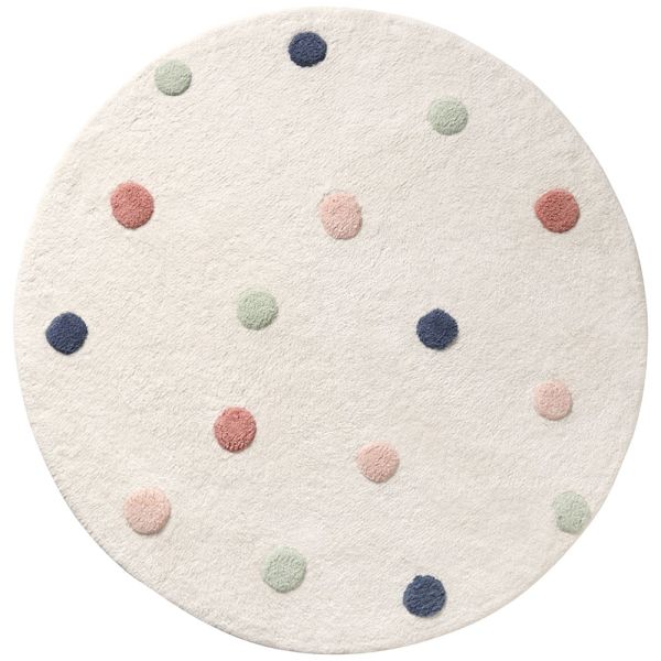 tapis rond enfant pois rose bleu vert Petite Amélie