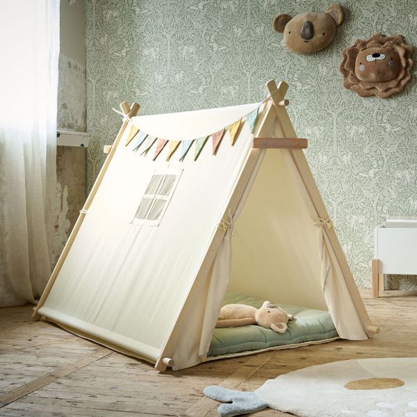 Tente tipi enfant toile "Fête" | Beige clair