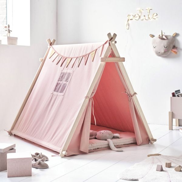 Tipi tente enfant toile "Fête" | Rose