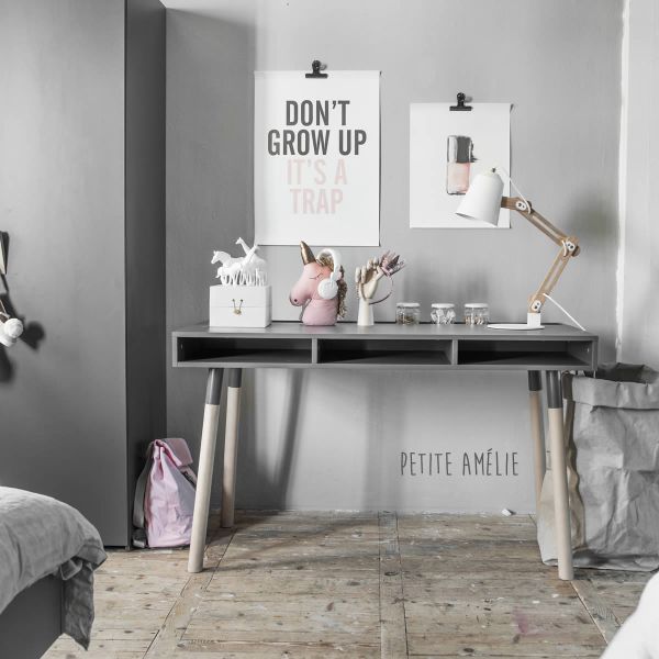 Bureau enfant Lorée gris & bois | Petite Amélie