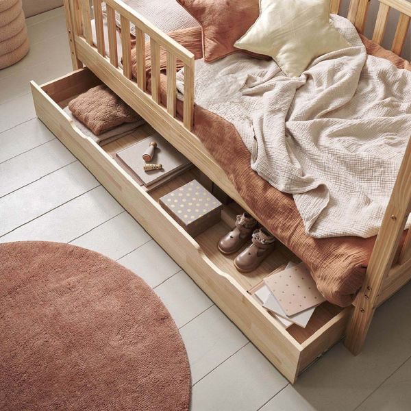 TIROIR DE RANGEMENT POUR LITS CABANE ET LIT ENFANT «NID» (80 X 160 CM) | NATUREL