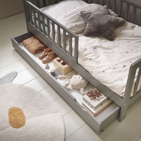 tiroir lit enfant gris rangement par Petite Amélie