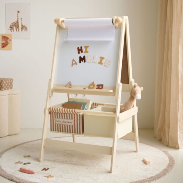 Tableau enfant magnétique 3-en-1 accessoires incl. | Beige