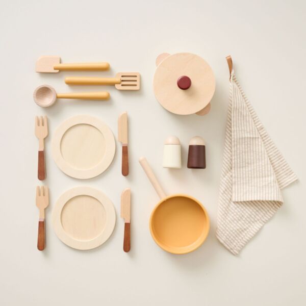 Dinette en bois «Noyer» | 14 accessoires