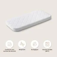 Matelas Bébé Beliani 70x130 Cm - Mousse Polyuréthane 8 Cm, Housse Amovible Lavable, Certifié Oeko-Tex, Pour 6 Mois à 3 Ans