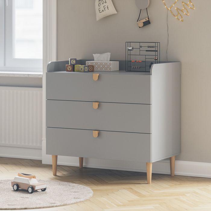 Commode chambre enfant en bois avec table à langer amovible et 4