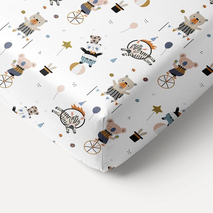 Drap housse Cirque 70x140cm Blanc Coton biologique