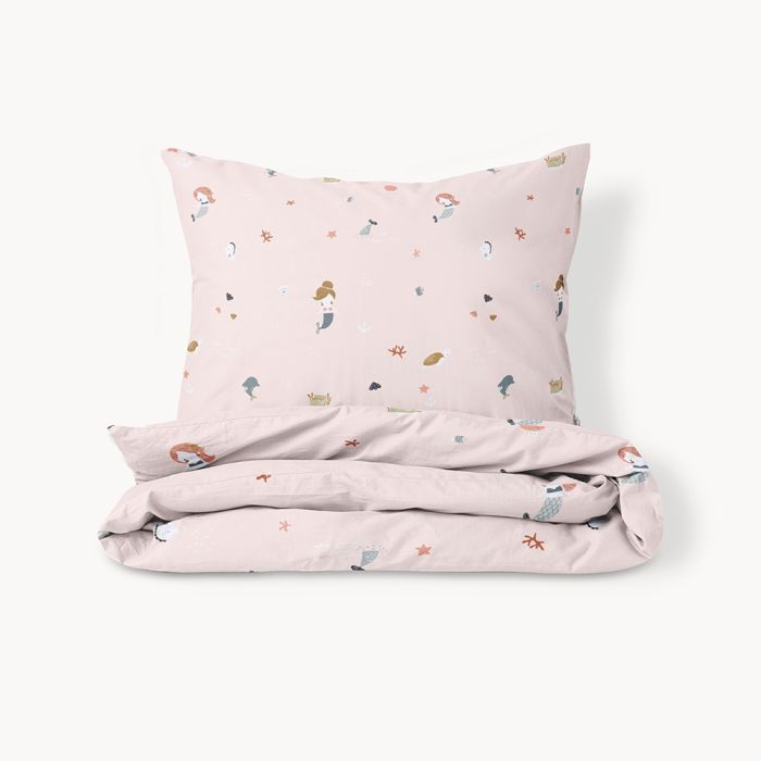 Housse de couette enfant 120x150 rose sirènes ✔️ Petite Amélie