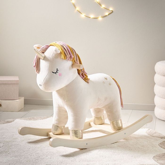 Cheval a bascule licorne LARA en blanc Petite Amelie