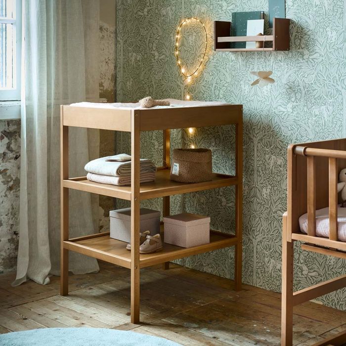 Table à langer «HÊTRE» en bois foncé pour bébé ✔️ Petite Amélie