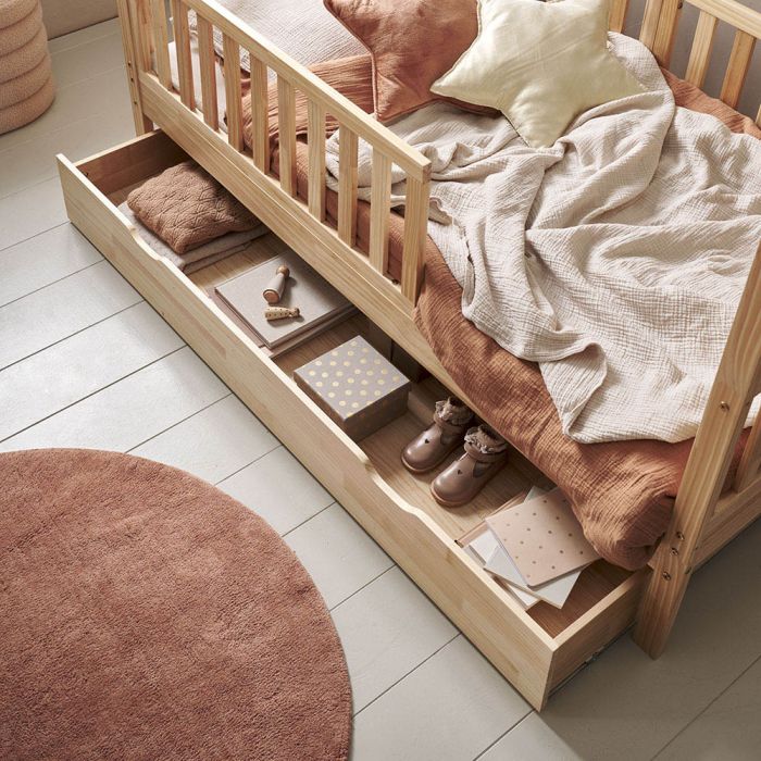 Cadre de lit mobile pour bébé en bois de hêtre naturel - Temu Belgium