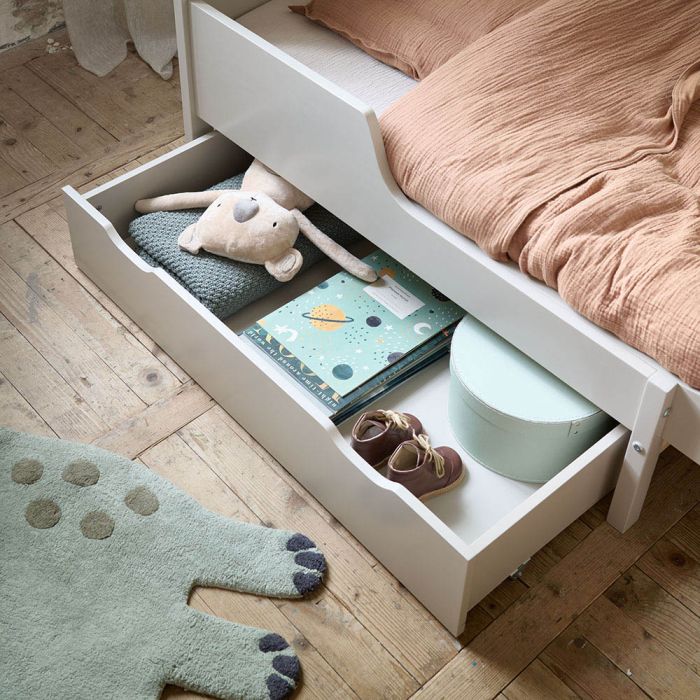 Tiroir de lit gris à quatre roulettes ✔️ Petite Amélie