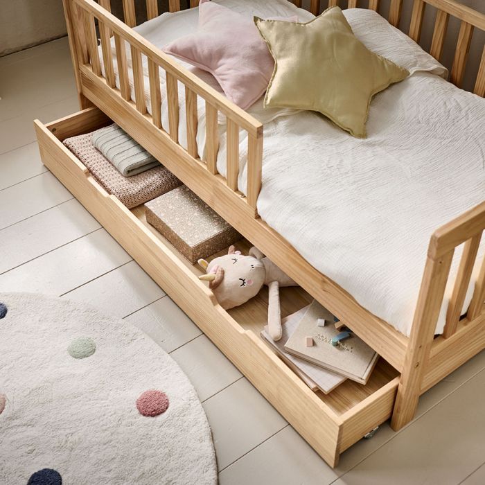 Lit enfant 70x140 «PLUME» brun noyer avec matelas ✔️ Petite Amélie