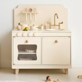 Cuisine en bois enfant «Sorbier» | 13 accessoires incl. | Beige clair