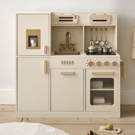 Cuisine en bois enfant XL «Noisette» | 7 accessoires incl. | Beige