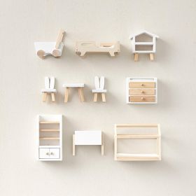 Meubles maison de poupée Chambre enfant - 10 pièces - Bois blanc