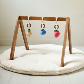 PORTIQUE D'ÉVEIL BÉBÉ «FRUIT» | INCL. ACCESSOIRES | NOYER 