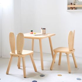 Ensemble 2 chaises et table enfant Lapin | Bois naturel