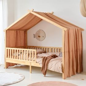 CIEL DE LIT CABANE «MAISON» | 80 x 160 CM | GAZE DE COTON | CARAMEL