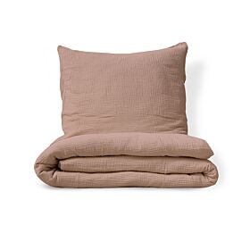 PARURE DE LIT 140 X 200 CM | GAZE DE COTON | ROSE POUDRÉ