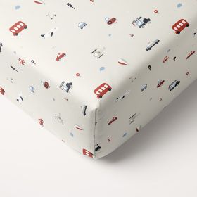 DRAP-HOUSSE 90 X 200 CM «VEHICLES» | BEIGE