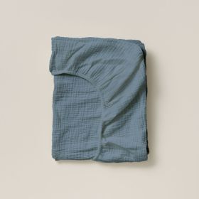 DRAP-HOUSSE 60 X 120 CM GAZE DE COTON | BLEU JEAN