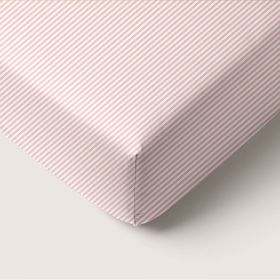 DRAP-HOUSSE 80 X 160 CM «STRIPED» | BLANC CASSÉ ET ROSE
