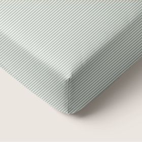 DRAP-HOUSSE 70 X 140 CM «STRIPED» | BLANC CASSÉ ET VERT