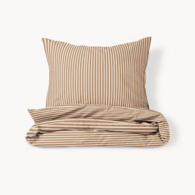 PARURE DE LIT 120 X 150 CM «STRIPED» | BEIGE ET CARAMEL