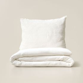 Housse de couette lit enfant 120x150cm et taie d'oreiller en gaze de coton | blanc