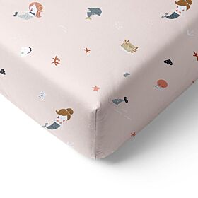 DRAP HOUSSE LIT ENFANT 90X200 CM «SIRÈNE» | ROSE CLAIR