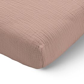 DRAP-HOUSSE 80 X 160 CM GAZE DE COTON | ROSE POUDRÉ