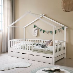 LIT CABANE «MAISON» ENFANT | 90 x 200 CM | BLANC