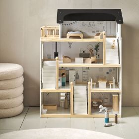 Maison poupée bois XL + incl.19 accessoires | «La maison d'Amélie»