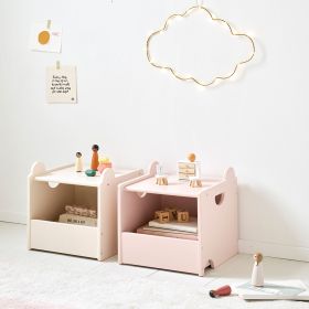 ENSEMBLE DE 2 CAISSES DE RANGEMENT EN BOIS «ARC-EN-CIEL» | ROSE ET BEIGE CLAIR