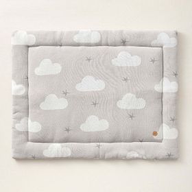 Tapis de parc en coton tricoté gris à motif | Nuage et étoile