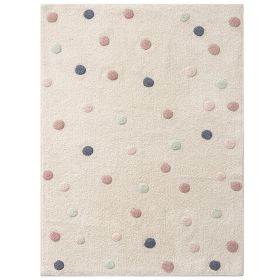 Tapis chambre enfant | Rectangulaire 120 x 170 cm | Beige à pois 